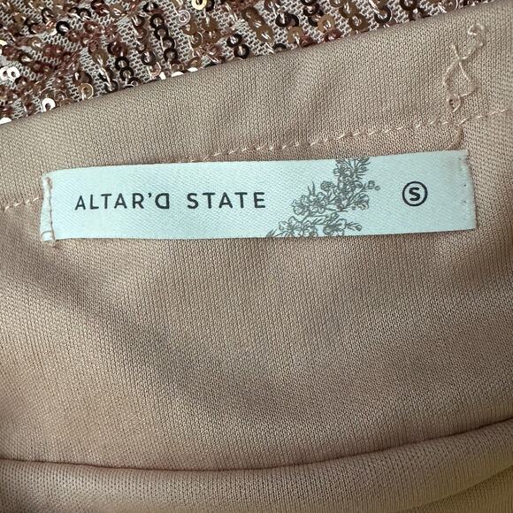 NWT Altar'd State Dorothy Sequin Mini Dress Womens S Pink Going Out Birthday - Picture 6 of 7